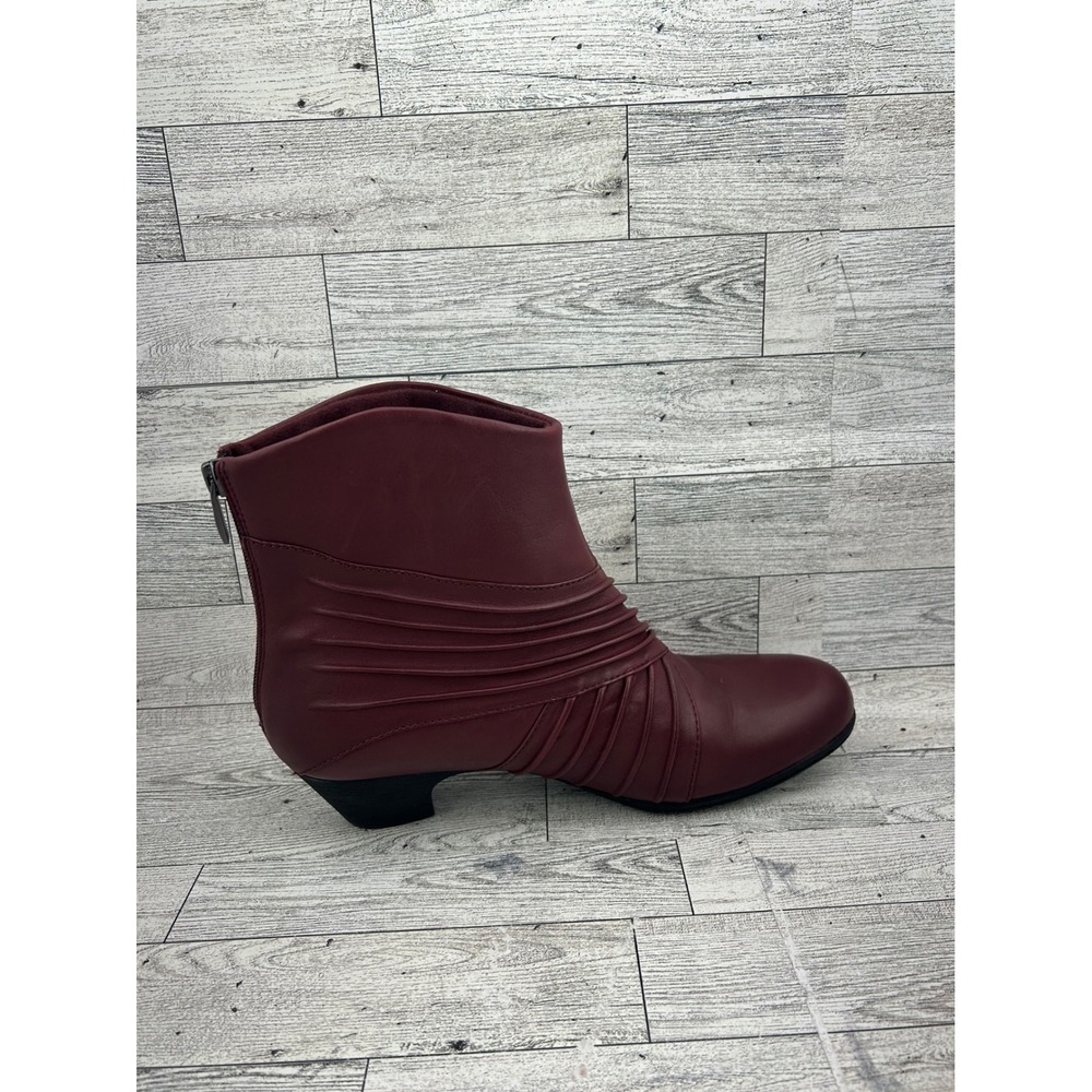 Rockport Cobb Hill Burgundy Leather Ruched Ankle Boots CH3994 Women Size 9M - Picture 9 of 11